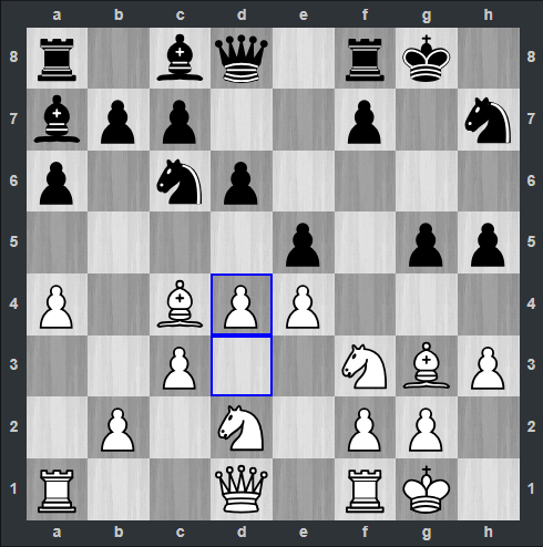 Duda – Kramnik pozycja po 13. d4 | Tata Steel Masters 2019