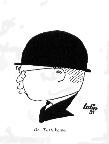 Ksawery Tartakower według karykatury Ludwika Lindenfelda